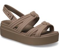 Keilsandalette CROCS "Brooklyn Knot Low Wedge", Damen, Gr. 38, latte, Croslite™, Schuhe, Sommerschuh, Plateausandalette, Urlaubsschuh mit weichem Fußbett (99193252-38) latte