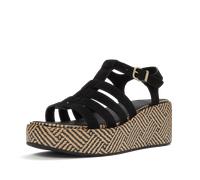 Keilsandalette FITFLOP "PLATFFORMS GRAPHIC-WEAVE SUEDE FISHERMAN SANDALS", Damen, Gr. 37, schwarz, Leder, Schuhe, Plateau, Riemchensandale mit verstellbarer Schnalle (35700953-37) schwarz