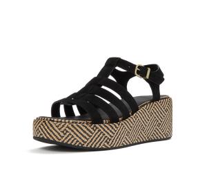 Keilsandalette FITFLOP "PLATFFORMS GRAPHIC-WEAVE SUEDE FISHERMAN SANDALS", Damen, Gr. 39, schwarz, Leder, Schuhe, Plateau, Riemchensandale mit verstellbarer Schnalle (35700953-39) schwarz