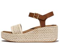 Keilsandalette FITFLOP "PLATFFORMS WOVEN WEDGE", Damen, Gr. 37, braun (braun, beige), Leder, Textil, geflochten, Schuhe, Plateau Sandale, Sommerschuh in raffinierter Optik (62815620-37) braun, beige
