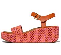 Keilsandalette FITFLOP "PLATFFORMS WOVEN WEDGE", Damen, Gr. 40, orange (orange, rose), Leder, Textil, geflochten, Schuhe, Plateau Sandale, Sommerschuh in raffinierter Optik (56079353-40) orange, rose