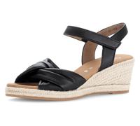 Keilsandalette GABOR "ATHEN", Damen, Gr. 37, schwarz, Nappaleder, unifarben, Schuhe, Riemchensandale, Sommerschuh mit Klettverschluss, G-Weite (55117929-37) schwarz