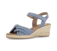 Keilsandalette GABOR "Athen", Damen, Gr. 38, jeansblau, Ziegenveloursleder, unifarben, Schuhe, Plateau, Sommerschuh in Bequemweite G (=weit) (89566950-38) jeansblau