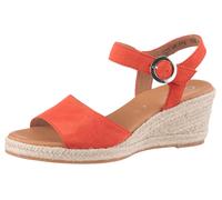 Keilsandalette GABOR "ATHEN", Damen, Gr. 38, orange, Ziegenveloursleder, unifarben, Schuhe, Sommerschuh, Riemchensandale, mit Klettverschluss, G-Weite (52509464-38) orange
