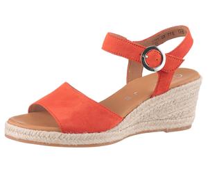 Keilsandalette GABOR "ATHEN", Damen, Gr. 38, orange, Ziegenveloursleder, unifarben, Schuhe, Sommerschuh, Riemchensandale, mit Klettverschluss, G-Weite (52509464-38) orange
