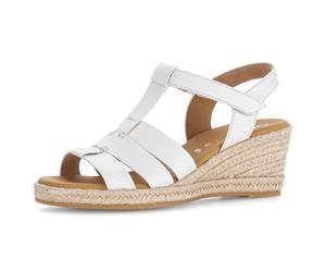 Keilsandalette GABOR "Athen", Damen, Gr. 40, weiß (sanftes weiß), Kalbsleder, Schuhe, Sommerschuh, Riemchensandale in Schuhweite G (=weit) (98123561-40) sanftes weiß