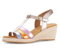 Keilsandalette GABOR "ATHEN", Gr. 41, goldfarben multicolor, Leder, metallic, Schuhe Keilsandalette, Keilabsatz, Sommerschuh, Sandale mit verstellbarer Schnalle, G-Weite (11031825-41)