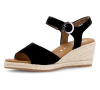 Keilsandalette GABOR "ATHEN", Gr. 41, schwarz, Ziegenveloursleder, unifarben, Schuhe Keilsandalette, Sommerschuh, Riemchensandale, mit Klettverschluss, G-Weite (31970137-41)