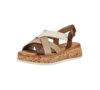 Keilsandalette GABOR COMFORT "Gabor Comfort Sandalen Glattleder", Damen, Gr. 39, weiß, braun, Glattleder, Schuhe (50739819-39) weiß, braun