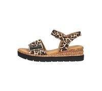 Keilsandalette GABOR "GENUA", Damen, Gr. 42, braun (leo), Ziegenveloursleder, Schuhe, Riemchensandale, Komfortschuh, Schmuckelement, G-Weite (71555862-42) leo