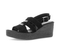 Keilsandalette GABOR, Damen, Gr. 35, schwarz, Veloursleder, Schuhe, Plateau, Riemchensandale, Sommerschuh mit Klettverschluss (37133247-35) schwarz