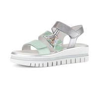 Keilsandalette GABOR, Damen, Gr. 36, mint, silberfarben, Glattleder, Reptilienprägung, metallic, Schuhe, Plateau, Riemchensandale, Sommerschuh mit Kontrastbesatz (24468025-36) mint, silberfarben