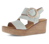 Keilsandalette GABOR, Damen, Gr. 37, grün (hellkhaki), Veloursleder, unifarben, feminin, Schuhe, Sommerschuh, Riemchensandale mit Best Fitting-Ausstattung (65919819-37) hellkhaki