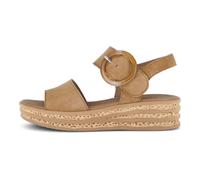 Keilsandalette GABOR, Damen, Gr. 38, beige (dunkelbraun), Ziegenveloursleder, unifarben, Schuhe, Riemchensandale, Sommerschuh mit modischer Zierschnalle (78043536-38) dunkelbraun