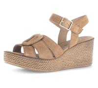 Keilsandalette GABOR, Damen, Gr. 38, braun (hellbraun), Ziegenveloursleder, unifarben, Schuhe Keilsandalette, Plateau, Sommerschuh, Riemchensandale mit Best Fitting Ausstattung (67711062-38)