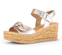 Keilsandalette GABOR, Damen, Gr. 38, gold (goldfarben), Glattleder, metallic, Schuhe, Sommerschuh, Sandale, Keilabsatz, mit süßer Zierschleife (27633730-38) goldfarben