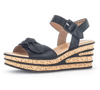Keilsandalette GABOR, Damen, Gr. 38, schwarz, Nappaleder, Schuhe, Keilabsatz, Sommerschuh, Riemchensandale mit schöner Zierschleife (84521458-38) schwarz