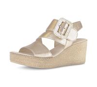 Keilsandalette GABOR, Damen, Gr. 39, champagner, Glattleder, metallic, Schuhe, Sommerschuh, Riemchensandale mit auffälliger Zierschnalle (34706003-39) champagner