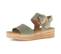 Keilsandalette GABOR, Damen, Gr. 39, grün, Veloursleder, unifarben, Schuhe, Riemchensandale, Sommerschuh mit modischer Zierschnalle (16576400-39) grün