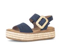 Keilsandalette GABOR, Damen, Gr. 39, marine, Veloursleder, Schuhe, Plateau, Sandale, Sommerschuh mit dekorativer Zierschnalle aus Bast (62849361-39) marine