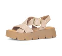 Keilsandalette GABOR, Damen, Gr. 39, sand, Veloursleder, Schuhe, Plateau, Sommerschuh, Riemchensandale mit Kreuzbandage (58618564-39) sand