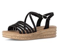 Keilsandalette GABOR, Damen, Gr. 39, schwarz, Ziegenveloursleder, Synthetik, modisch, Schuhe, Plateau, Sommerschuh, Riemchensandale mit Best Fitting-Ausstattung (91477367-39) schwarz