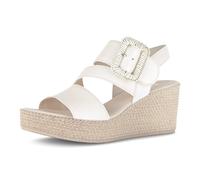 Keilsandalette GABOR, Damen, Gr. 39, weiß, Nappaleder, unifarben, Schuhe, Sommerschuh, Riemchensandale mit auffälliger Zierschnalle (51719524-39) weiß