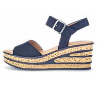 Keilsandalette GABOR, Damen, Gr. 40, blau (dunkelblau), Ziegenveloursleder, Schuhe, Sommerschuh, Sandale, Keilabsatz, mit auffällliger Absatzgestaltung (96909805-40) dunkelblau