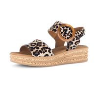 Keilsandalette GABOR, Damen, Gr. 40, braun (leo), Veloursleder, Schuhe, Riemchensandale, Sommerschuh mit modischer Zierschnalle (63695102-40) leo