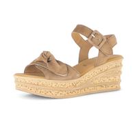 Keilsandalette GABOR, Damen, Gr. 40, nussbraun, Ziegenveloursleder, Schuhe, Plateau, Riemchensandale Sommerschuh mit ZIerschleife (29682541-40) nussbraun