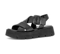 Keilsandalette GABOR, Damen, Gr. 40, schwarz, Glattleder, Schuhe, Plateau, Sommerschuh, Riemchensandale mit Kreuzbandage (11524606-40) schwarz