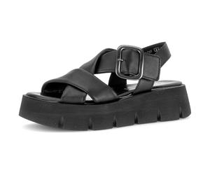 Keilsandalette GABOR, Damen, Gr. 40, schwarz, Glattleder, Schuhe, Plateau, Sommerschuh, Riemchensandale mit Kreuzbandage (11524606-40) schwarz