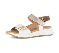 Keilsandalette GABOR, Damen, Gr. 40, weiß (creme), Nappaleder, Schuhe, Riemchensandale, Sommerschuh mit edlem Schmuckelement (90455769-40) creme