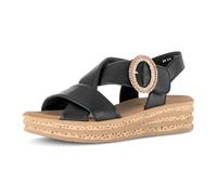 Keilsandalette GABOR, Damen, Gr. 41, schwarz, Glattleder, Schuhe, Plateau, Riemchensandale, Sommerschuh mit Zierschnalle (51832816-41) schwarz