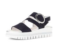 Keilsandalette GABOR, Damen, Gr. 41, schwarz (nachtblau), Ziegenveloursleder, Schuhe, Plateau, Riemchensandale mit Keilabsatz (78423407-41) nachtblau