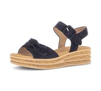 Keilsandalette GABOR, Damen, Gr. 42, blau (nachtblau), Ziegenveloursleder, unifarben, Schuhe, Sommerschuh, Riemchensandale mit praktischen Klettverschlüssen (24543535-42) nachtblau