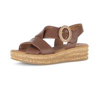 Gabor Keilsandalette Damen Nappaleder Plateau Riemchensandale mit Zierschnalle Cognac Gr. 42