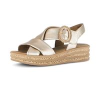 Keilsandalette GABOR, Damen, Gr. 43, champagner, Glattleder, Schuhe, Plateau, Riemchensandale, Sommerschuh mit Zierschnalle (79453431-43) champagner