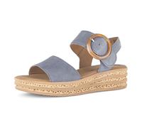 Keilsandalette GABOR, Damen, Gr. 43, jeansblau, Ziegenveloursleder, unifarben, Schuhe, Riemchensandale, Sommerschuh mit modischer Zierschnalle (32952913-43) jeansblau