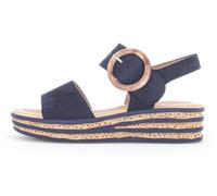 Keilsandalette GABOR, Damen, Gr. 44, blau (dunkelblau), Nubukleder, Schuhe, Sommerschuh, Sandale, Keilabsatz, mit großer Zierschnalle (36551967-44) dunkelblau
