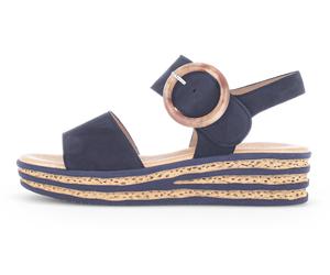Keilsandalette GABOR, Damen, Gr. 44, blau (dunkelblau), Nubukleder, Schuhe, Sommerschuh, Sandale, Keilabsatz, mit großer Zierschnalle (36551967-44) dunkelblau
