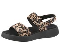 Keilsandalette GABOR "FLORENZ", Damen, Gr. 35, braun (leo), Ziegenveloursleder, animal-print, Schuhe Keilsandalette, Plateau, Sommerschuh, Riemchensandale, Komfortschuh in Weite (=weit) (67948206-35)