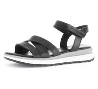 Keilsandalette GABOR "FLORENZ", Damen, Gr. 39, schwarz, Kalbsleder, unifarben, Schuhe Keilsandalette, Riemchensandale, Sommerschuh, Komfortschuh in Weite G (=weit) (21057036-39)