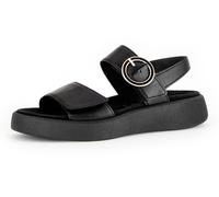 Keilsandalette GABOR "FLORENZ", Damen, Gr. 41, schwarz, Kalbsleder, unifarben, Schuhe, Plateau, Sommerschuh, Riemchensandale, Komfortschuh in Weite (=weit) (82450248-41) schwarz