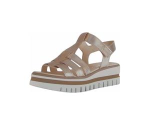 Keilsandalette GABOR "Gabor Sandalen Leder", Damen, Gr. 38,5, puder, Leder, Schuhe (13535925-38,5) puder