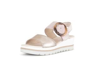 Keilsandalette GABOR "Gabor Sandalen Veloursleder", Damen, Gr. 38,5, rosa (gold, rosa), Veloursleder, Schuhe (71751439-38,5) gold, rosa