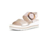 Keilsandalette GABOR "Gabor Sandalen Veloursleder", Damen, Gr. 40,5, rosa (gold, rosa), Veloursleder, Schuhe (71751439-40,5) gold, rosa