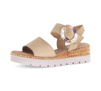 Keilsandalette GABOR "GENUA", Damen, Gr. 35, beige (sand), Ziegenveloursleder, unifarben, Schuhe Keilsandalette, Sommerschuh, Riemchensandale, Komfortschuh in Weite G (=weit) (68091368-35)