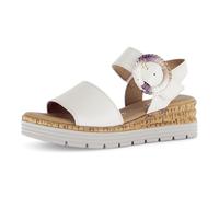 Keilsandalette GABOR "Genua", Damen, Gr. 35, creme, Glattleder, Schuhe, Plateau, Sommerschuh mit dekorativer Zierschnalle, G-Weite (84256715-35) creme