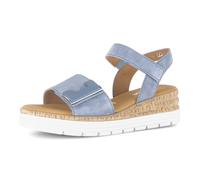 Keilsandalette GABOR "GENUA", Damen, Gr. 35, jeansblau, Ziegenveloursleder, unifarben, Schuhe, Riemchensandale, Komfortschuh, Schmuckelement, G-Weite (42462748-35) jeansblau